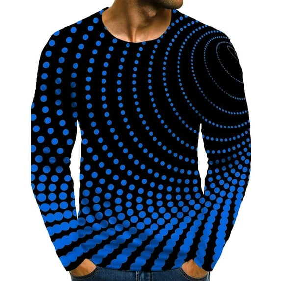 Honeeladyy Men Round Neck Muscle Pullover Top,Men Printing Collar Pullover Tops Casual Slim Fit Long Sleeve T-Shirt