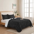 thumbnail image 5 of Twin XL Quilt Set 68''x98'', Black Burlap Texture Lightweight Summer Bedspread Coverlet Set with 2 Pillow Shams, Farmhouse Vintage Black Breathable All Season Quilt Bedding for Dorm/Guest Room, 5 of 9