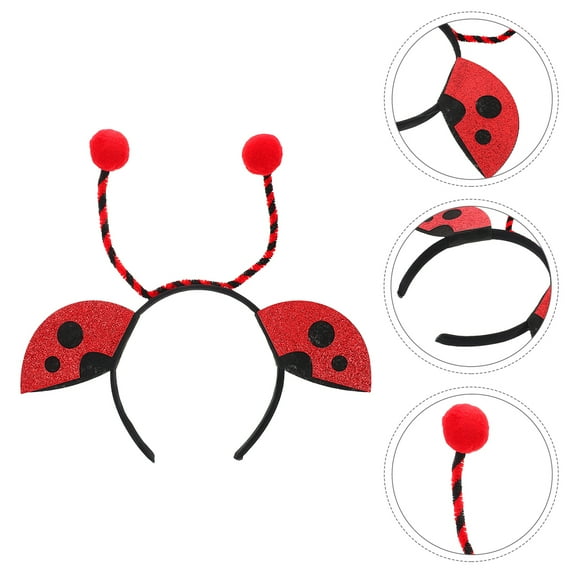 ELAYARD 5-Pack Red Ladybug Headbands Cute Insect Hair Accessories for Party, Costume, Kids, and Everyday Wear