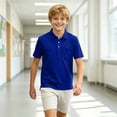 thumbnail image 7 of Boys' School Uniform Short Sleeve Polo Shirt Button Closure Moisture Wicking Performance Material, 7 of 7
