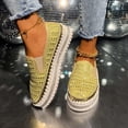 thumbnail image 2 of Womens Shoes Casual Loafers Rhinestone Round Toe Shallow Mouth Thick Sole Solid, 2 of 9