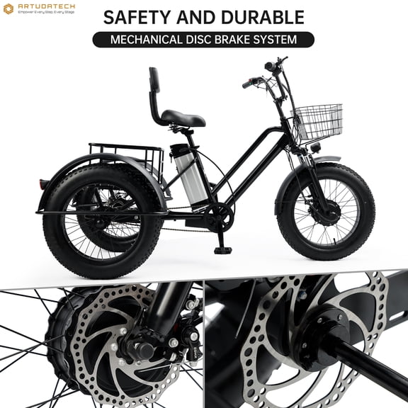500W 48V 13A Electric Snow Tricycle 3 wheel e-bike 4.0 Fat Tire Tricycle