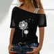 thumbnail image 2 of Gibobby Casual Playera de Manga Corta para Mujer Mujeres Impreso Hombro Tops Sexy Glitter Camisa manga corta Blusa Tops(Negro,CH), 2 of 4