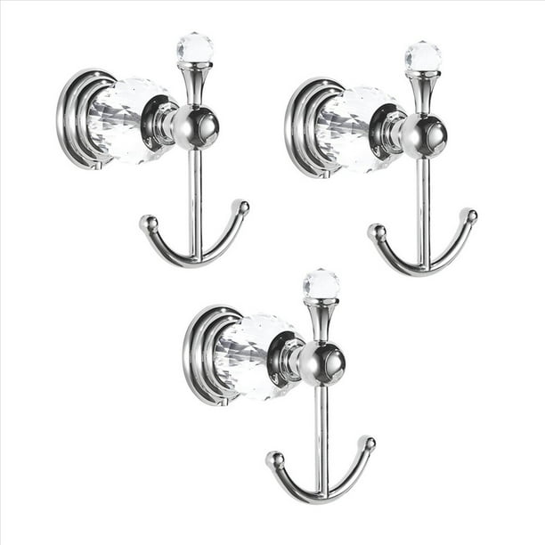3X Gancho de Toalla de Cristal, Plateados para Batas, Colgador de Pared para Toallas de BañO para Ropa, Armario, Cocina Montada en la Pared