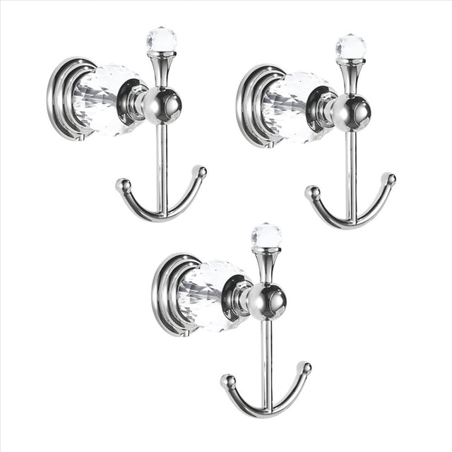 3X Gancho de Toalla de Cristal, Plateados para Batas, Colgador de Pared para Toallas de BañO para Ropa, Armario, Cocina Montada en la Pared