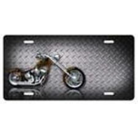 Motorcycle (Chopper) on Diamond License Plate