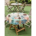 thumbnail image 3 of Outdoor Tablecloth with Umbrella Hole and Zipper, Summer Ocean Round Table Cloth 54 Inch Waterproof Tablecloth, Watercolor Coastal Coral Shell Seaweed Beige Picnic Table Cover for Patio Camping, 3 of 7
