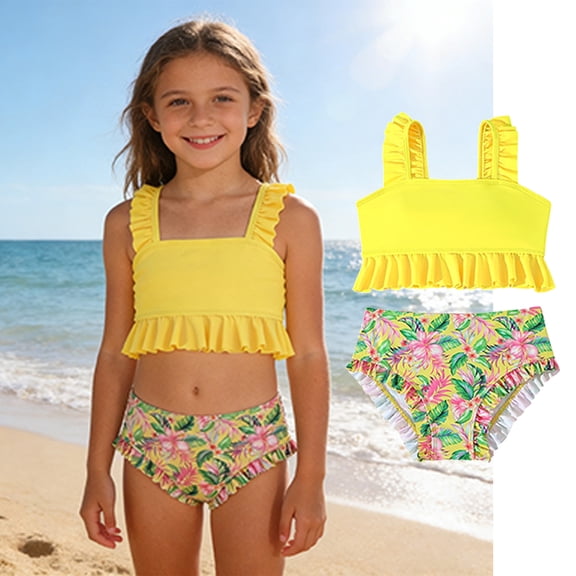 Teen Swimsuit Girl Swimsuit With Shorts Bathing Suit 2 Piece Kids Bikini Girls Rompers Size 11-12 Years