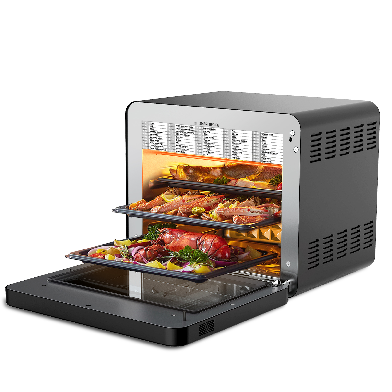 Kmowoo Geek Chef Steam Air Fryer Toast Oven Combo , 26 QT Steam Convection Oven Countertop , 50 Cooking Presets, with 6 Slice Toast, 12inch Pizza, Black Stainless Steel - image 3 of 9