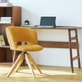 thumbnail image 6 of GrandNoor Mid Century Modern Swivel Accent Chair with Solid Wood Legs, Home Office Desk Chair No Wheels, Makeup Chair for Vanity, Upholstered Chair for Bedroom, Yellow, 6 of 10