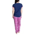 thumbnail image 4 of Hanes Women's Soft Retro Short Sleeve Top and Jogger Sleep and Lounge Set, Navy/Windowpane, Medium, 4 of 4