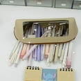 thumbnail image 4 of Pencil Pouch, PU Leather Small Pencil Pouch Leather Pencil Pouch with Long Zip Opening for Students, 4 of 7