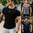 thumbnail image 1 of Fashion Mens Slim Fit T Shirt Designer Short Sleeve Muscle Fit Curved Hem Gym Tee Top, 1 of 5