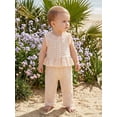 thumbnail image 5 of Loicainy Toddler Baby Girl Summer Clothes 6 12 18 24 Months 2T 3T 4T Cute Plaid Button Down Ruffle Tank Tops with Pants 2Pcs Outfits Set, 5 of 9