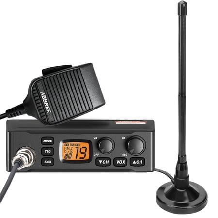 ABBREE CB Radio with Magnetic Mount Antenna for Truckers, Long Range AM FM Professional Compact CB Radio, Full 40 Channels, Emergency Channel 9/19, Handheld Mic, LCD Display, VOX Function