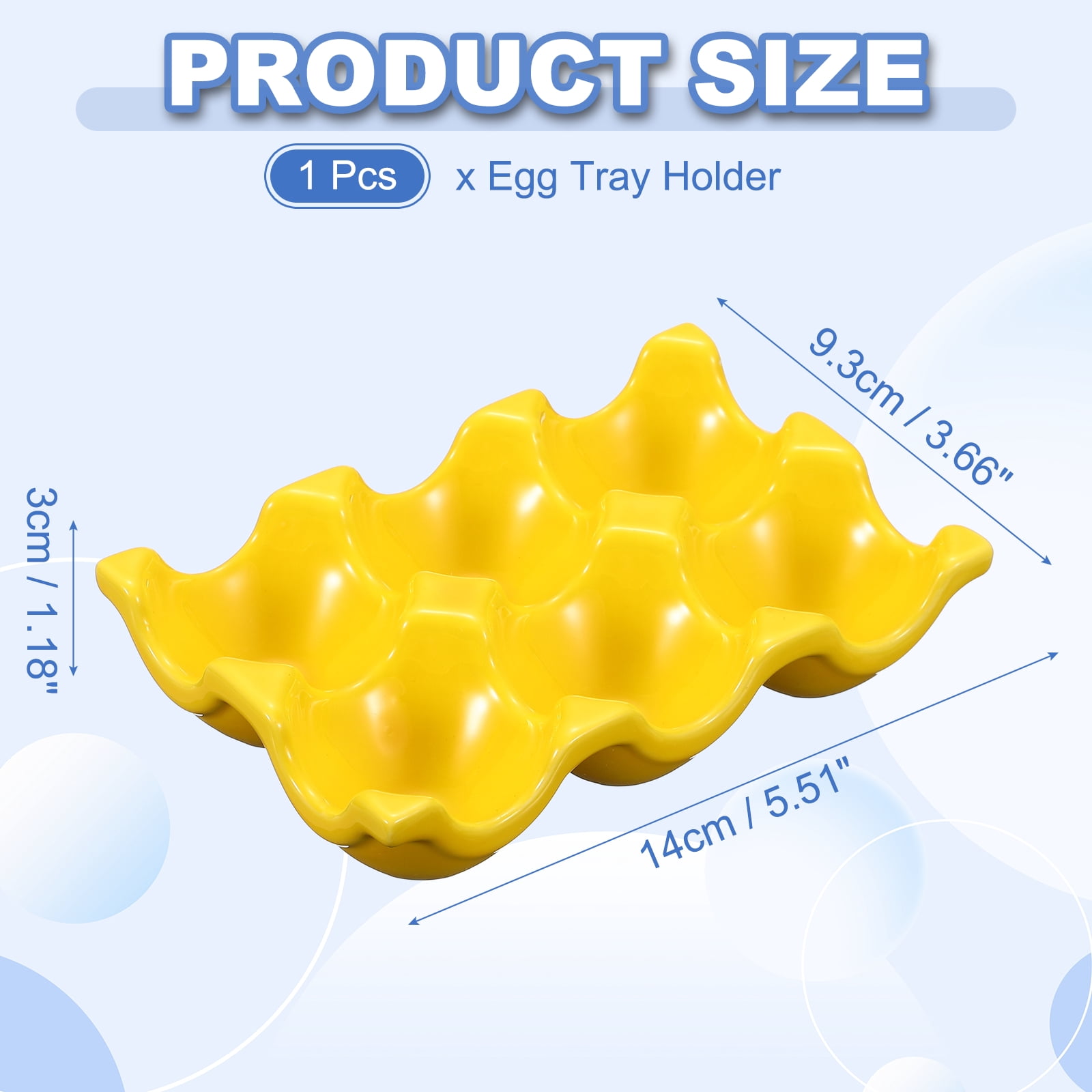Uxcell Ceramic 6 Cups Egg Tray Holder, Porcelain Eggs Container for Home Countertop Kitchen Storage Refrigerator Fridge Decorative Serving Display, Yellow