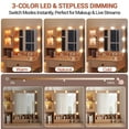 thumbnail image 4 of BouPower Vanity Desk with LED Lighted Mirror & Power Outlet,Makeup Vanity Table with Drawers,Glass Cabinets,Vanity Table,Vanity Desk for Bedroom,Bathroom, 4 of 5