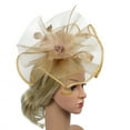 thumbnail image 2 of Mifelio Fascinators Hats for Women, Women Hat Headwear Church Feather Clip Fascinators Hat Wedding Party Cap for Hair Accessories for Women Gold, 2 of 3