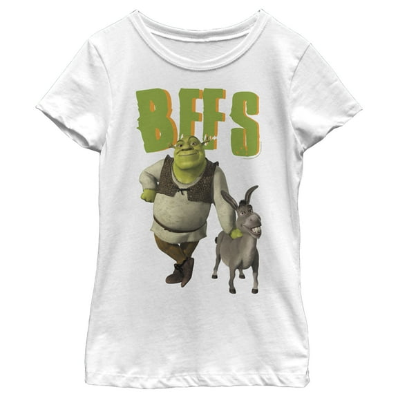 Girl's Shrek Donkey and Shrek Best Friends  Graphic Tee White Large