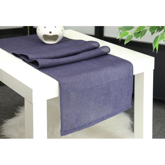 Aiking Home Faux Linen Unlined Table Runner, Ideal for Wedding, Baby Shower, Party Decor, Thanksgiving, Christmas or Special Event, Navy - Size 12''x62''