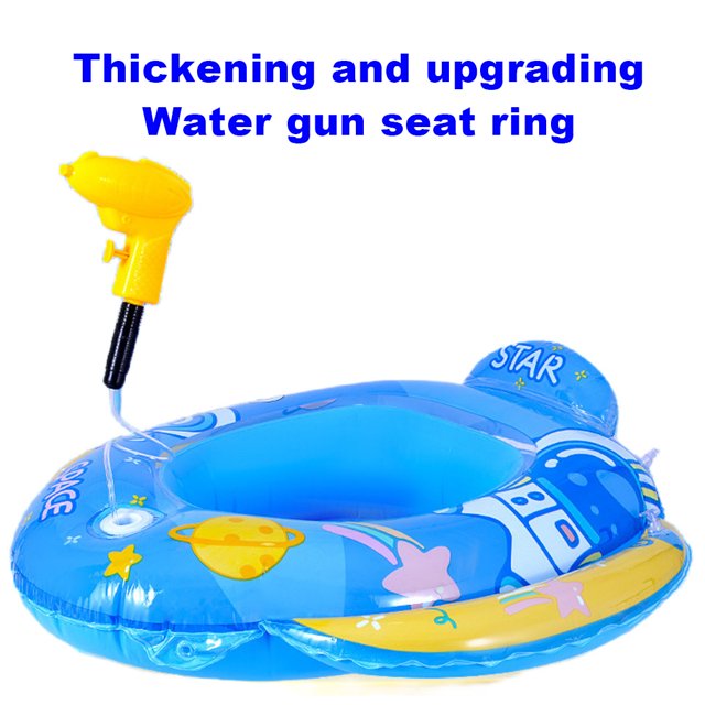 Círculo flotante de natación para bebé con pistola de agua barco flotante de seguridad para niños pequeños círculos de natación inflables a prueba de fugas juguete para niños de 1 a 5 años