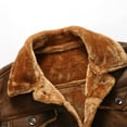 thumbnail image 5 of IROINNID Mens Motorcycle Reduced Casual Pure Color Turn-down Collar Down Button Cardigan Warm Cotton Jacket,Coffee, 5 of 8