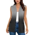 thumbnail image 1 of SZJXBUY Womens Spring Cardigan 2026 Plus Size Color Block Open Front Casual Sleeveless Cardigans Summer Dressy Gradient Loose Lightweight Vests with Pockets Black,XXXL, 1 of 5