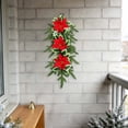 thumbnail image 5 of 20 Inch Artificial Christmas Teardrop Door Swag, Decorated With Holly Leaves And Red Flowers, Winter Wall Ornament For Front Door Porch Entryway, 5 of 6