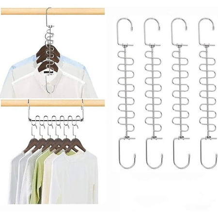 Set of 4 Space Saving Clothes Hanger S Curve Design, Multi Magic Hanger ...