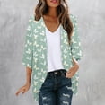thumbnail image 3 of JTZGDY Cardigan Tops for Women Lightweight Casual Summer Floral Printed 3/4 Sleeve Chiffon Blouses Loose Fit Dressy Beach Cover ups Mint Green M, 3 of 6