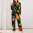 thumbnail image 2 of Picia Cartoon Vegetables Pattern Women’s Long-Sleeve Sleepwear Set - Soft 2-Piece Loungewear with Pockets, Comfy PJs for Relaxing Nights-Large, 2 of 7