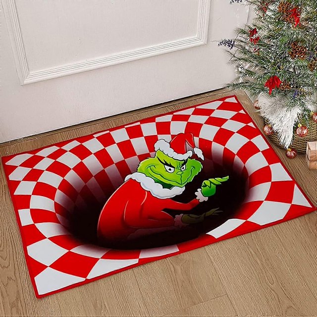 ZHAOCHENG Felpudo Grinch Ilusión Felpudo Visión navideña Felpudo lavable 50 X 80 cm