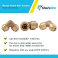 thumbnail image 4 of Codo SharkBite Push to Connect de latón de 90 grados, 3/8 pulgadas, 4 of 5