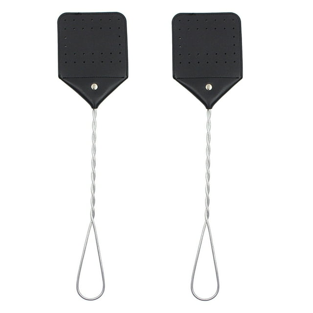 Mosquito Repellent, 2 Pcs Sturdy Leather Fly Swatter 17 Inch Long Handle Manual Swat Heavy Duty Metal Handle Flyswatter Rustic Fly Swatter for Indoor Outdoor, Mosquito Control