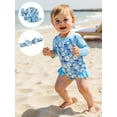thumbnail image 5 of Miaouyo Toddler Girls Rash Guard Swimsuit Rompers Floral Print Baby Ruffles Bathing Suit Swimwear with Swim Cap and Headband, 5 of 9