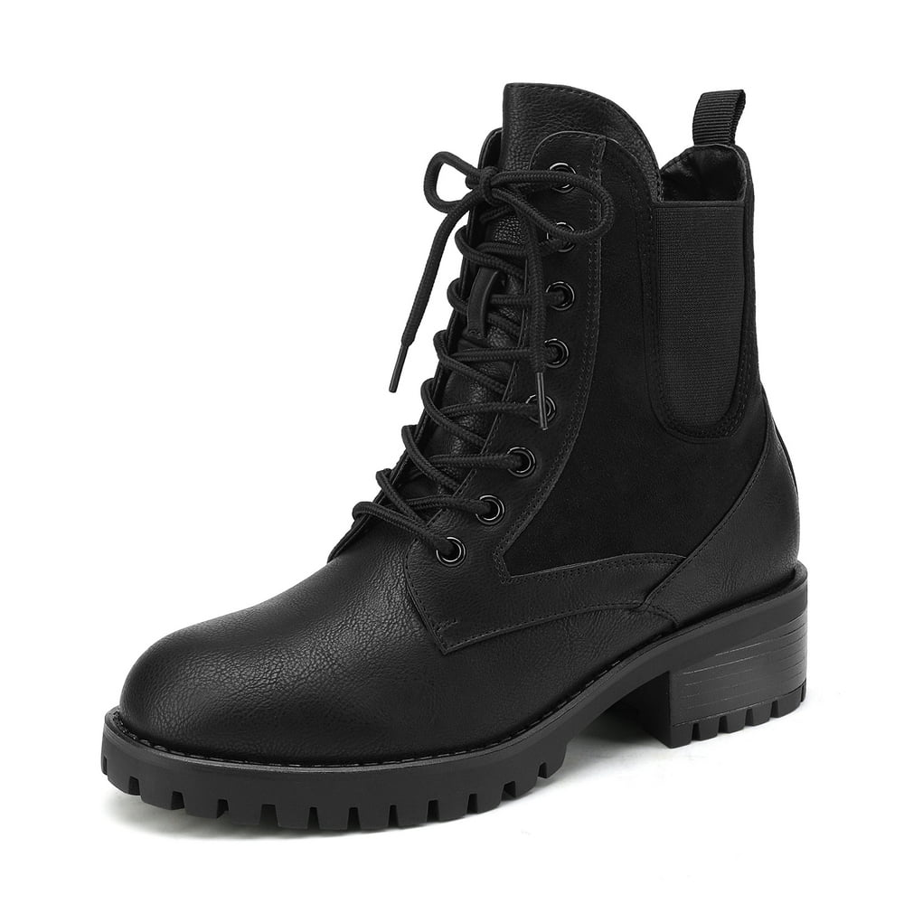 Dream Pairs DREAM PAIRS Women's Black Military Lace Up Combat Boots