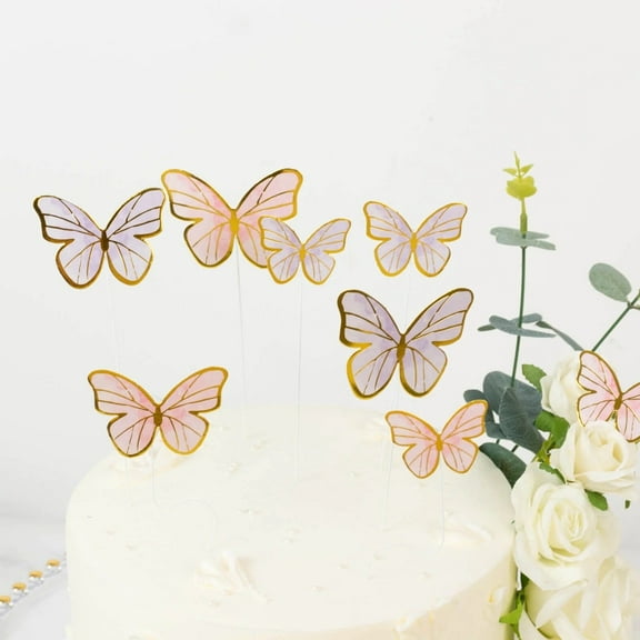 Balsa Circle 64 Purple Pink Assorted 3D Butterfly Cake and Cupcake Toppers Birthday Party Event Wedding Reception Decoration Supplies