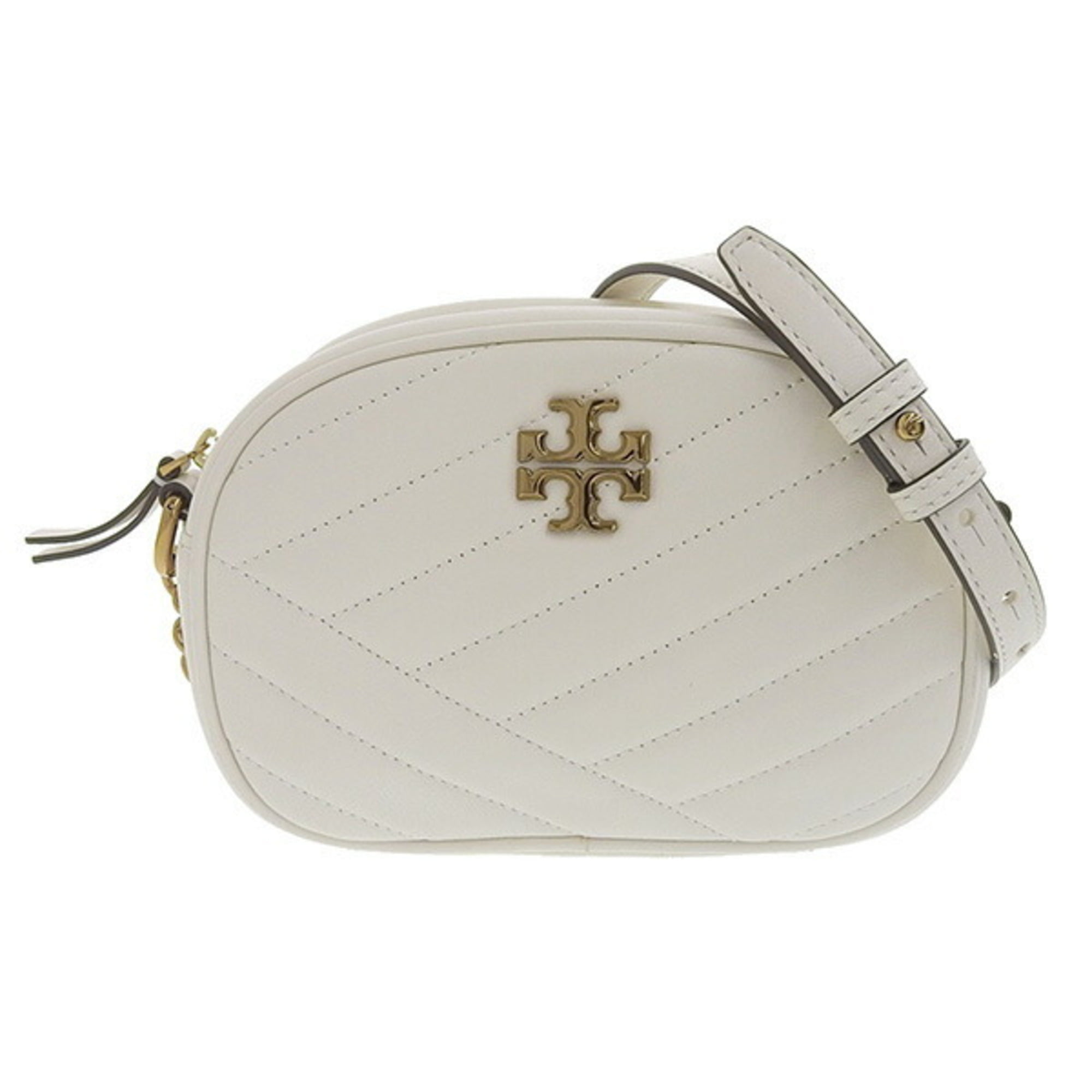 Authenticated Used TORY BURCH Tory Burch Leather Stitch Chain Shoulder Bag  White 