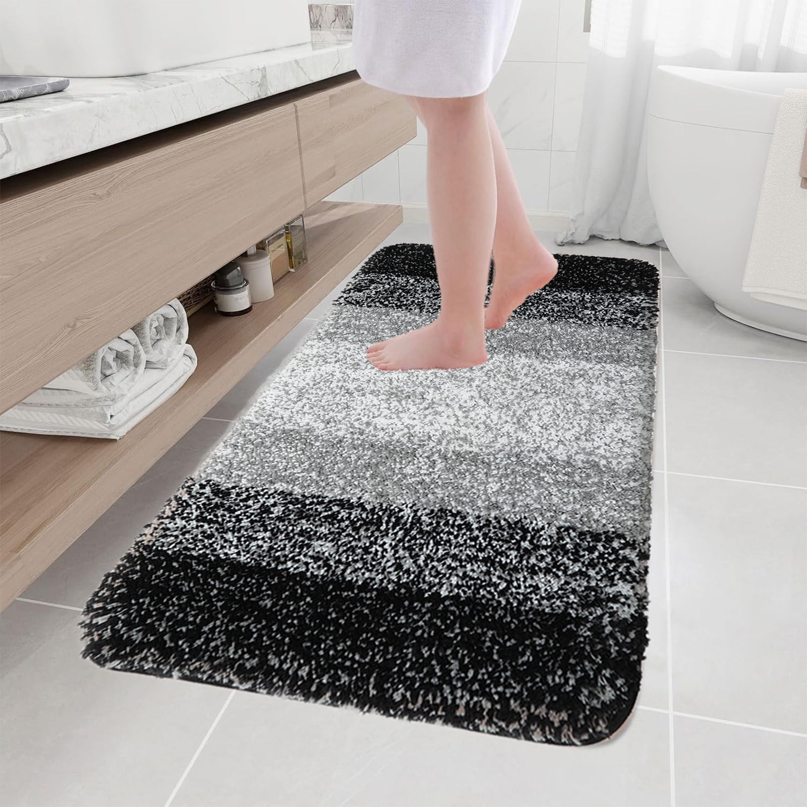 Under $5! InsCrazy Bathroom Rugs Bedroom Mat Flocking Carpet Plushes Rug Bathroom Absorbent Non-Slip Mats Kitchen Foot Mats Machine Wash Bathroom Rugs for Bedroom Bath Tub 20" x 30"