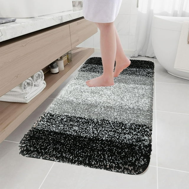 Fridja Bathroom Rugs Mat 31x16, Extra Soft and Absorbent Microfiber Bath Rugs, Non-Slip Plush Shaggy Bath Carpet, Machine Wash Dry, Bath Mat for Bathroom Floor, Tub and Shower, Black