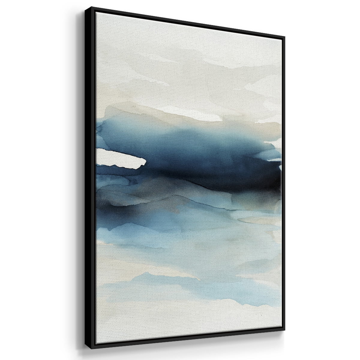Waves II Framed Premium Gallery Wrapped Canvas - Ready to Hang - 25 x 37 - Black Floating Frame