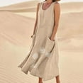 thumbnail image 2 of New Summer Dresses for Womens 2024 Plus Size Fashion Sleeveless Cotton And Linen Round Neck Printed Long Dress, 2 of 9