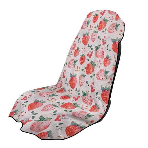 XYZCANDO Car Seat Cover Towel Strawberries Pattern Towel Cover for Outdoor Sport Camping Yoga, Machine Washable Non-Slip Car Seat Towel Cover for SUV Vans