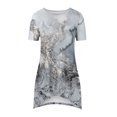 thumbnail image 4 of Hauts d'Été pour Femmes 2023 Coupe Ample Col Rond Manches Courtes T-Shirts Graphiques Rayures Étoiles Blouses Décontractées Confortables, 4 of 5