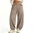 thumbnail image 5 of SuTry Women's Pants Button Fly Mid Rise Barrel Wide Leg Jeans Stitched Detail Side Pockets Relaxed Baggy Casual Cotton Blend Trousers, 5 of 7