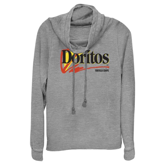 Junior's Doritos 90s Logo  Cowl Neck Sweatshirt Gray Heather 3X Large