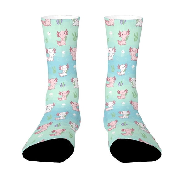 FabriLora Cute Axolotl Funny Novelty Crew Socks for Women Men Sports