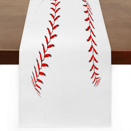 

Qzaxky Table Runner Boho Table Runner White Baseball Stitches Bohemian Boho Outdoor Table Runner Decoration for Indoor Outdoor Home Dinner Party Wedding Decor 13 x 36 Inch
