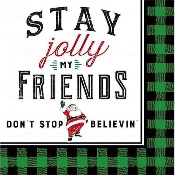Evergreen Paper Cocktail Napkin, 20 count, Stay Jolly my Friends