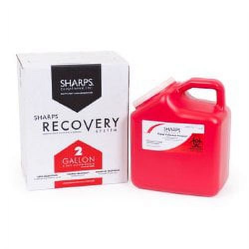 Mailback Sharps Container The Sharps Disposal By Mail SystemÂ® PRO-TECÂ® 11 H X 6 W X 9 L Inch 2 Gallon Red Base / White Lid Vertical Entry Snap On Lid